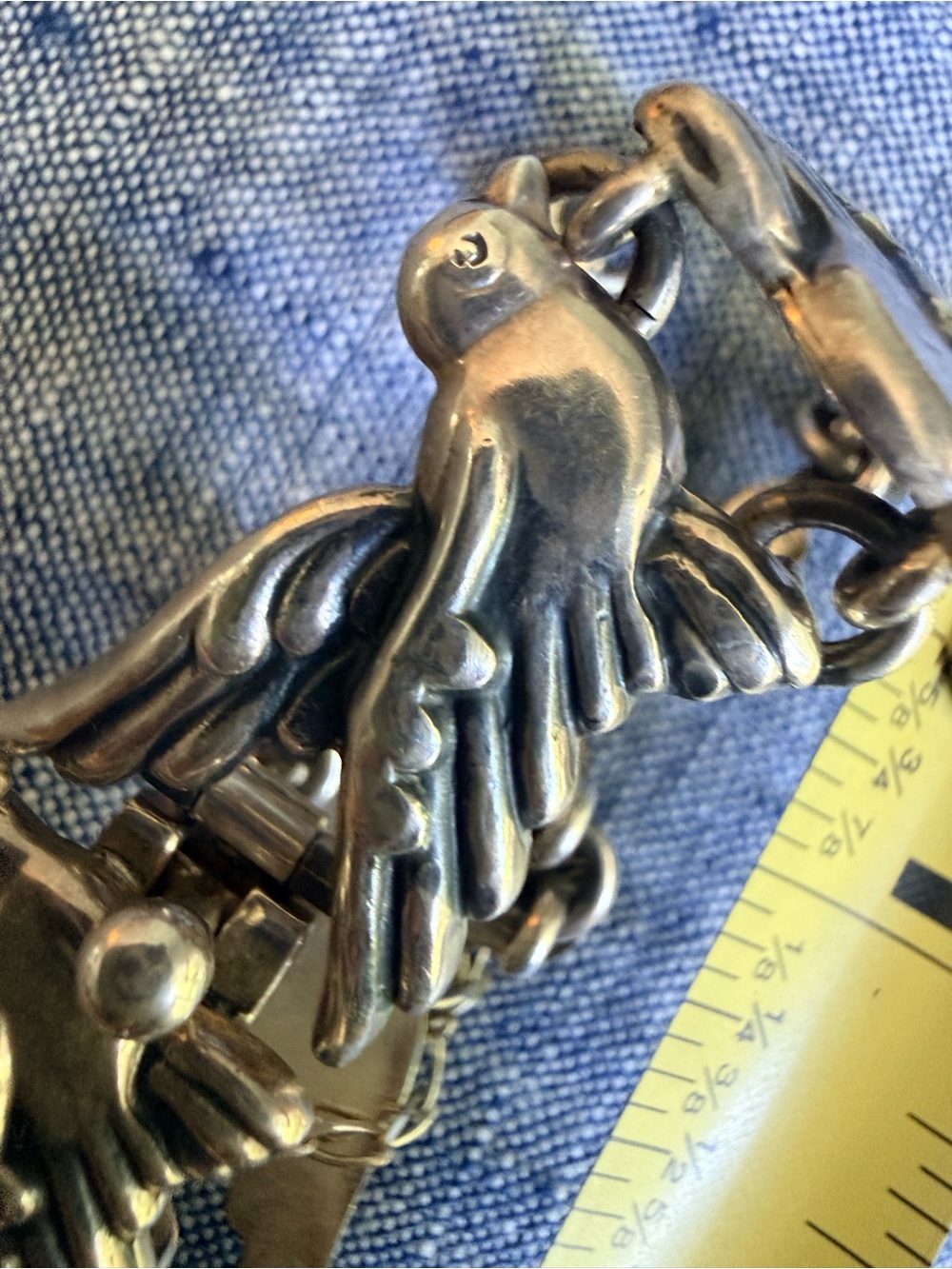 VTG Taxco .950 Doves in Flight Bracelet Melesio Rodriguez Villalba 50g #5622 - Picture 3 of 8